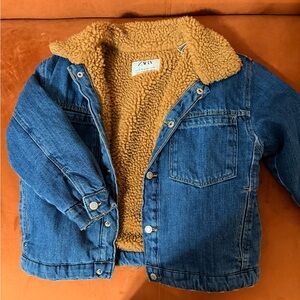 Zara Kids Denim Jacket with Warm Brown Lining